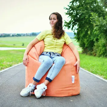 Sedací pytel Sedací vak hruška semišová oranžová EMI