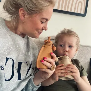 dětská jídelní sada MININOR Silikonová kapsička 2 ks Soft Rabbit/Roe Deer