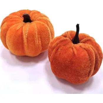 Party dekorace Dýně sametová oranžová - 8 cm - 1 ks