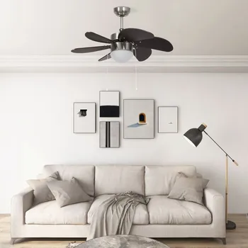 Stropní ventilátor vidaXL Marketos Stropní ventilátor se světlem 76 cm tmavě hnědý