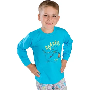 Chlapecké pyžamo Bettymode Dětské pyžamo DINOSAURUS TYRKYSOVÝ, 110