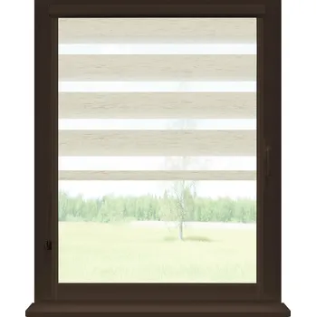 Roleta Dekodum Roleta den a noc v hnědé kazetě premium, barva látky Béžová Šířka (cm): 100, Výška (cm): Standardní (do 150 cm), Strana mechanismu: Levá