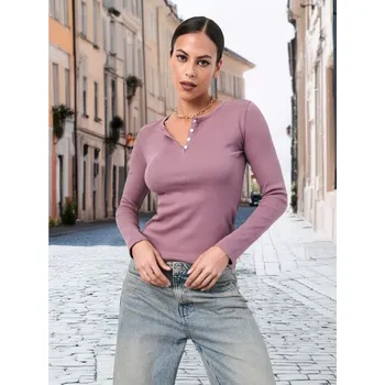 Dámské tričko Sinsay - Tričko s dlouhými rukávy - světle fialová - 3885Z-34X - 3885Z-34X-XS-1