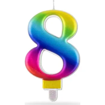 Dortová svíčka Dortová svíčka číslice "8" TORO zapichovací 8cm duhová