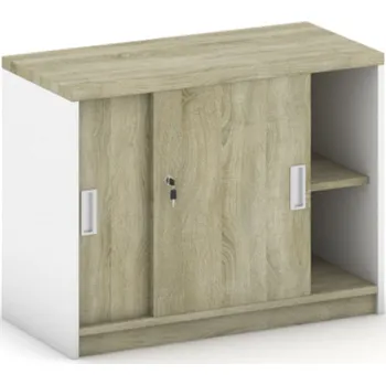 Kancelářská sestava Nástavba zasouvací MIRELLI, 800 x 400 x 600 mm, bílá/dub sonoma