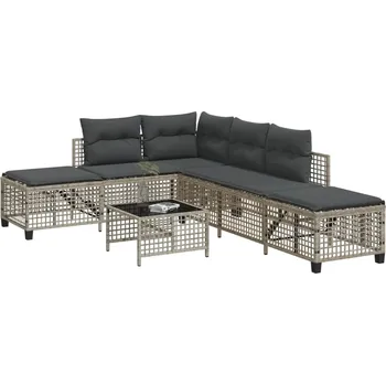 Zahradní sestava vidaXL 3dílná rohová sedací souprava a podušky světle šedá polyratan