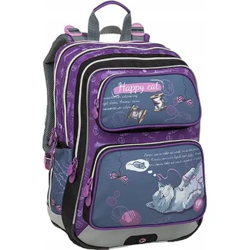 Školní batoh Školní batoh vícekomorový Bagmaster fialový, odstíny šedé a stříbrné 17 l