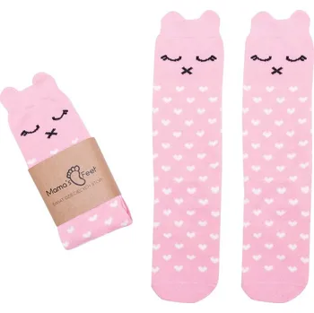 MAMA'S FEET Dětské podkolenky s kočičkou Crazy Animals Pinky Kitty růžové Velikost (od výrobce): 3 - 4 r.