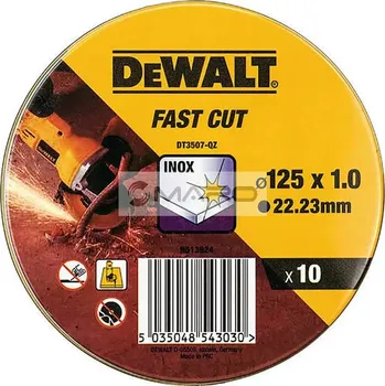 Řezný kotouč Dewalt Kotouč řezný na nerez 125 x 22,2 x 1 mm (sada 10 ks) (Dewalt DT3507-QZ)
