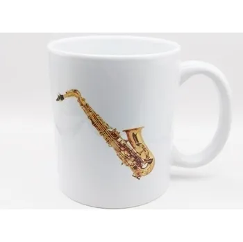 Hrnek s potiskem barevného hudebního nástroje saxofón