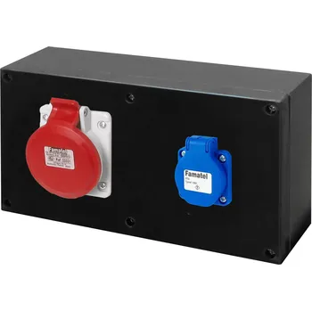 vypínač a zásuvka Famatel rb3068 - Krabice gumová rb3068 IP44 RUBBER BOX 1x zás. 230V/16A/3p, 1x32/5