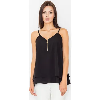 Dámská halenka Letní top na špagetová ramínka M481 FIGL Barva: Černá, Velikost: L