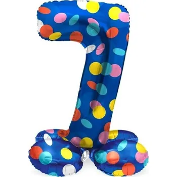 Party dekorace Balónek fóliový číslo 7 samostojné Lentilky 72 cm