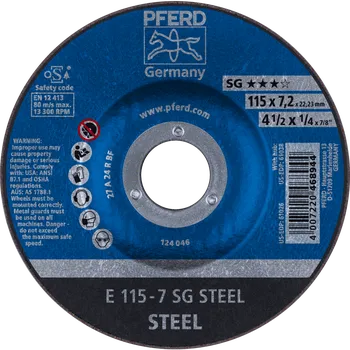 Brusný kotouč Pferd 62211626 | Brusný kotouč 115 x 7,2 x 22,23 mm, SG STEEL