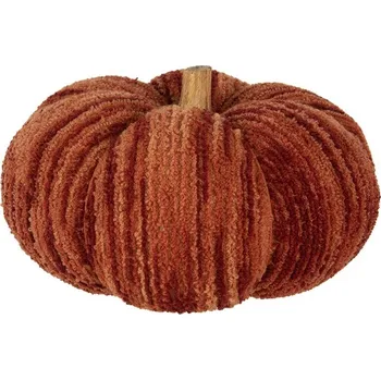 Bytová dekorace Tmavě cihlová látková dekorace dýně Pumpkin XXL - Ø 25*16 cm
