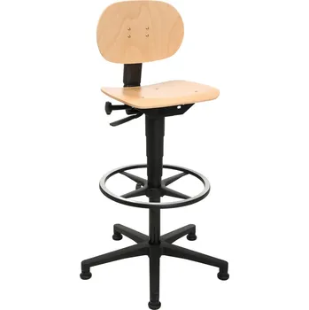 Otočná židle TopStar Tec 11 Counter, plastová podnož, sedák z bukového dřeva