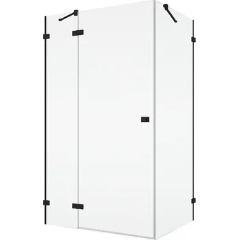 Ronal Bathrooms (Sanswiss) Boční stěna Ronal Annea Black v 90° s L - kováním pro dveře s L - kováním 1200 x 2000 mm, černá matná/sklo čiré