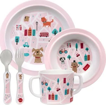 Dětská kuchyňka SADA melamin nádobí pro malé slečny PSI (růžová) Sigikid