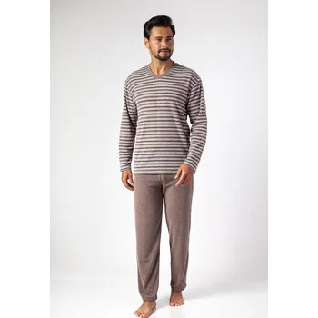 Pánské pyžamo Pánské pyžamo Regina 450 froté dlouhé/r M-XL melange M