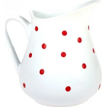 Keramický džbán, bílý s červenými puntíky, 500ml