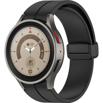 eses Silikonový řemínek s magnetickou přezkou pro Samsung Galaxy Watch 4, 5, 6, 7 - Černý