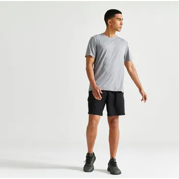 Pánské tričko DOMYOS Pánské fitness tričko Essentiel s kulatým výstřihem XL ŠEDÁ