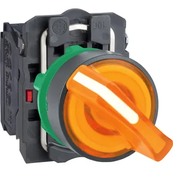 vypínač Schneider Electric XB5AK125B5 Ovládač otočný prosvětlený s LED, 1 Z + 1 V, 24V - žlutý