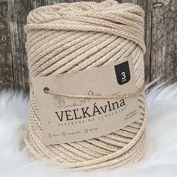 Příze Velká vlna Špagát 3mm Capuccino s lurexem (Špagátová příze 3mm Kapučíno so zlatom)