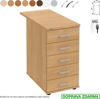 Zásuvkový kontejner K 35 C N 80 Hobis - Kontejner přístavný ke stolu 5 zásuvek hl. 80 cm