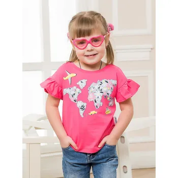 Dívčí tričko Dívčí tričko World - růžová 104