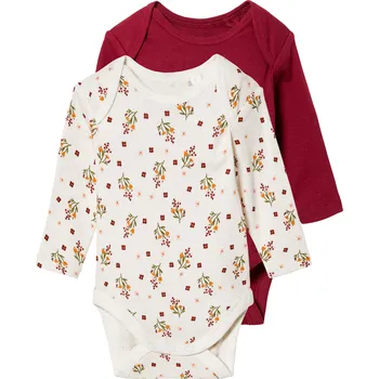 Kojenecký body lupilu® Dívčí body s dlouhými rukávy s BIO bavlnou, 2 kusy (50/56, vzor bílá / červená)