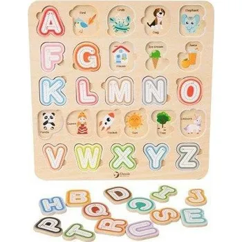puzzle pro nejmenší Teddies Vkládačka/Puzzle deskové obrysové abeceda dřevo 30 x 30 cm