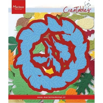 Řezačka papíru Marianne Design Věnec z listů - vyřezávací kovové šablony Creatables (3ks)