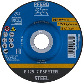 Brusný kotouč Pferd 62012634 | Brusný kotouč 125 x 7,2 x 22,23 mm, PSF STEEL
