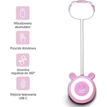 Noční světlo LED noční lampička medvídek, 3 režimy svícení, nastavitelná, růžová