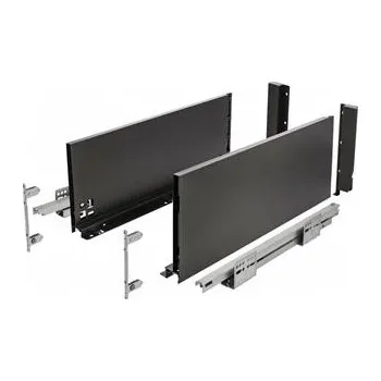 Nábytkové kování GTV zásuvka AXIS PRO, H=200 mm, L=450 mm, Tip-on, plný výsuv, černá (C)