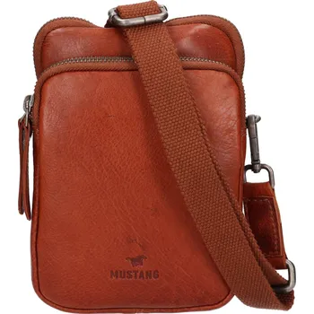Pánská aktovka Kožená taška na mobil a doklady Mustang London - koňak