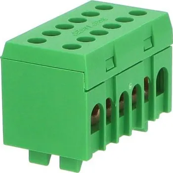 svorka Eleman 1001201 8+4 PE (8x16mm2,4x25mm2) rozbočovací blok, dvouřadý na DIN lištu zelený max 130A/690V /2020240/