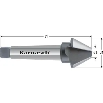 Vrták Karnasch 4040350400 | Kuželový a odjehlovací záhlubník dle DIN 334 tvar D 60° s Morse kuželem 40,0x12,5-150,0 mm, Morse kužeľ 3