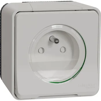 Elektrická zásuvka Schneider Electric MUR39030 Mureva Styl - Kompletní zásuvka 16A 2P+E, clonky, bezšroubová, IP55, povrchová, Bílá