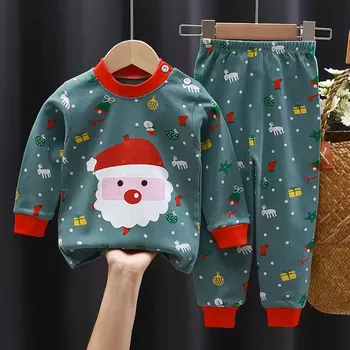 Chlapecké pyžamo Bavlněné pyžamo pro kluky - podzimní/zimní (vel. 6 měs. - 6 let) Barva: styl 7 - vánoční, Velikost: 18-24 měs.