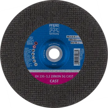 Řezný kotouč Pferd 69120642 | Řezný kotouč pro slévárny 230 x 3,2 x 22,23 mm, ZIRKON SG CAST, vypuklý