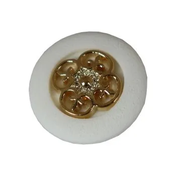 Knoflík Knoflík dámský DILL 7192/34 BÍLÝ/ZLATÝ PLASTOVÝ - Bílozlatý, 15mm