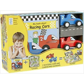 Anglický jazyk My Little Book about Racing Cars (Book, Wooden Toy & 16-piece Puzzle)