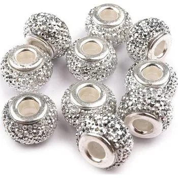 Dětské navlékací korálky Plastové korálky s velkým průvlekem / plavkové 9x14 mm 2 kusy - 4 (058) stříbrná