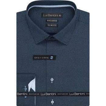 Pánská košile Pánská košile Lui Bentini, tmavě modrá s bílými vlnkami s tečkami LDS243, dlouhý rukáv, slim fit, vel. 40