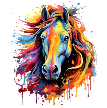 Nášivka NAŽEHLOVAČKA - Hlava koně duhová