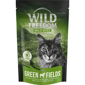 Krmivo pro kočku 3x80g Wild Freedom Snack - Wild Bites 3 x 80 g (bezobilná receptura) - Green Fields - kuřecí a jehněčí