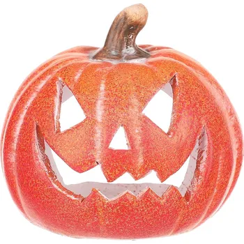 Svícen Svícen Dýně s obličejem malá oranžová, keramika, pr. 10 cm