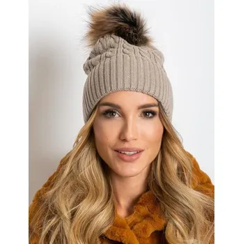 Čepice Dámská čepice s žebrovaným lemem béžová